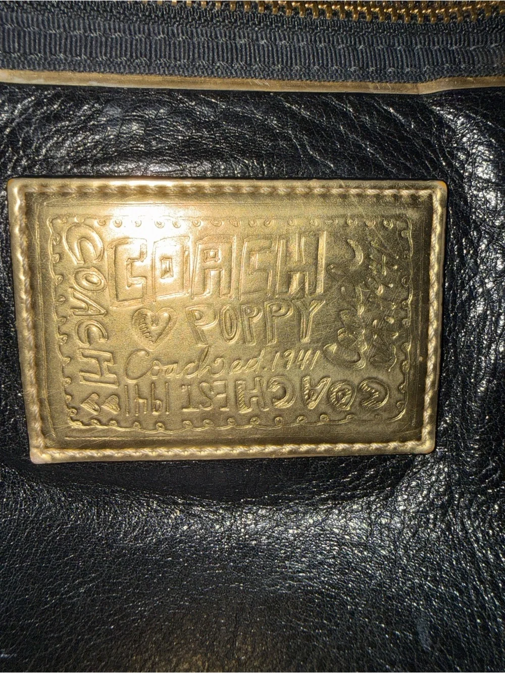 Coach Black Leather Hobo with Gold Hardware